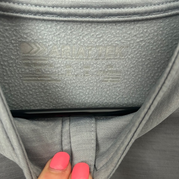 Ariat Mens Tek Team 1/4 Zip Sweatshirt Mid States SMU Alloy/Cobalt - Picture 2 of 6